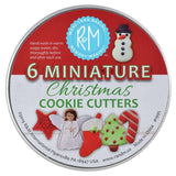 6pc Christmas Mini Cookie Cutters Set in a Tin, Christmas Baking Gift