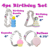 4pc Birthday Cookie Cutter Set, Birthday Party Shapes, FREE SHiPPiNG Ann Clark