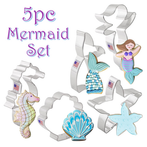 5pc Mermaid Cookie Cutter Set, Ocean and Beach, Ann Clark