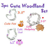 3pc Cute Woodland Animals Cookie Cutters, Fox Owl Hedgehog, Ann Clark