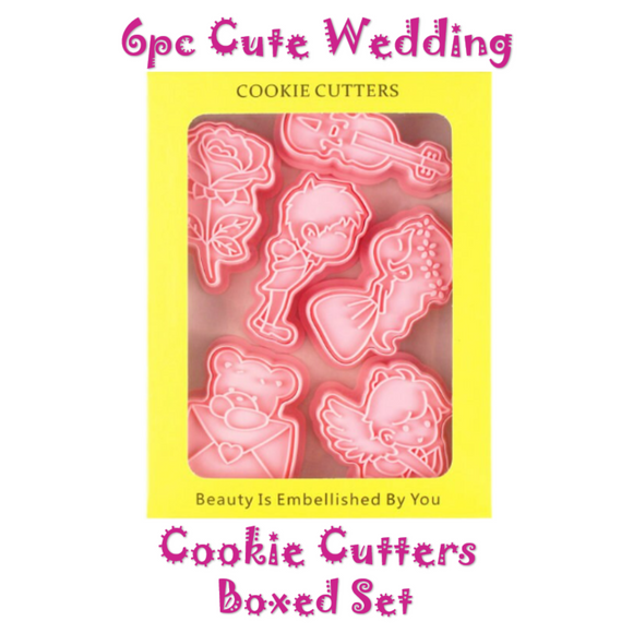 6pc Wedding Cookie Cutter and Stamps Set