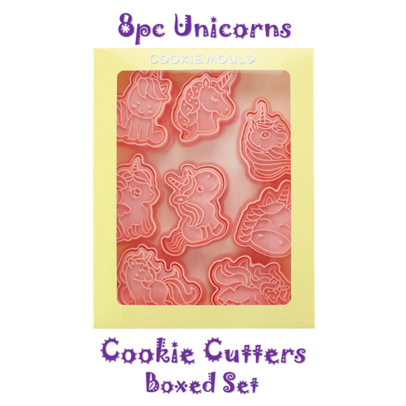 8pc Unicorns Cookie Cutter and Stamps Set