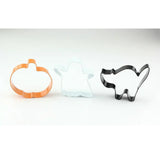 Set of 3 Halloween Cookie Cutters, Orange Black and White Color Coated Steel