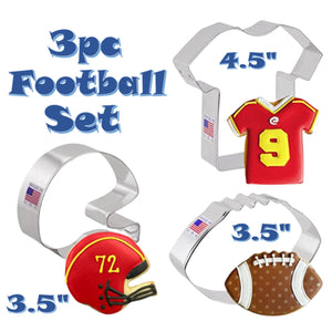 3pc Football Cookie Cutter Set, Fall Baking Big Game, FREE SHiPPiNG Ann Clark