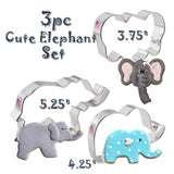 3pc Cute Elephant Cookie Cutter Set, Elephant Lover