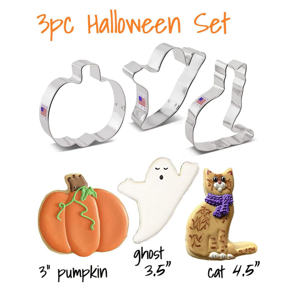 3pc Halloween Cookie Cutter Set, Ann Clark Ghost Pumpkin Cat Shapes, FREE SHiPPiNG