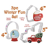 3pc Winter Fun Cookie Cutter Set, Christmas or Winter Baking, Ann Clark