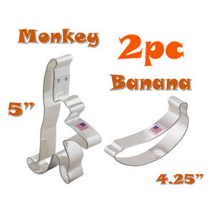 Monkey and Banana 2pc Cookie Cutter Set, Jungle Animal, Ann Clark