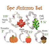 5pc Autumn Cookie Cutter Set with Pumpkin Apple Acorn and Leaf, Ann Clark