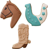 3pc Cowboy and Horse Cookie Cutter Set, Riding Equestrian Set