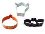 Set of 3 Halloween Cookie Cutters, Orange Black and White Color Coated Steel