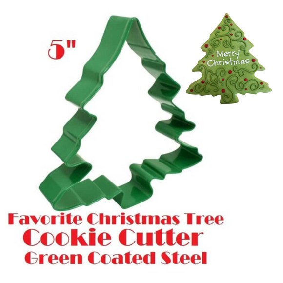 Huge Favorite Christmas Tree Cookie Cutter, Green Polyresin Coated Cutter, Christmas Baking