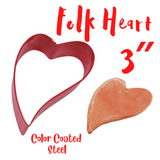 Folk Heart Cookie Cutter, 3" Color Coated Steel Cutters, Valentine's Day Wedding and Love