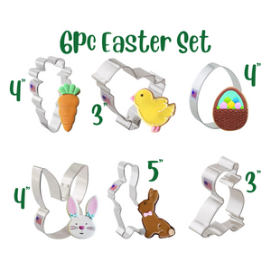 6pc Easter Cookie Cutters Set, Bunny Rabbit and Carrot, Easter Egg, Chick and Duckling, FREE USA SHiPPiNG, Ann Clark