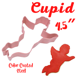 Flying Cupid Cookie Cutter, 4.5" Color Coated Steel Cutters, Valentine's Day Wedding and Love