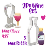 2pc Wine Lover's Cookie Cutters Set, Wine Bottle and Wine Glass, Ann Clark