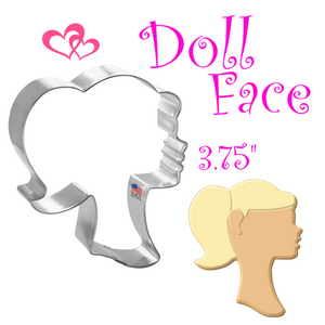 Pretty Doll Face Cookie Cutter, Girl Silhouette Shape, Foose Brand Cookie Cutters