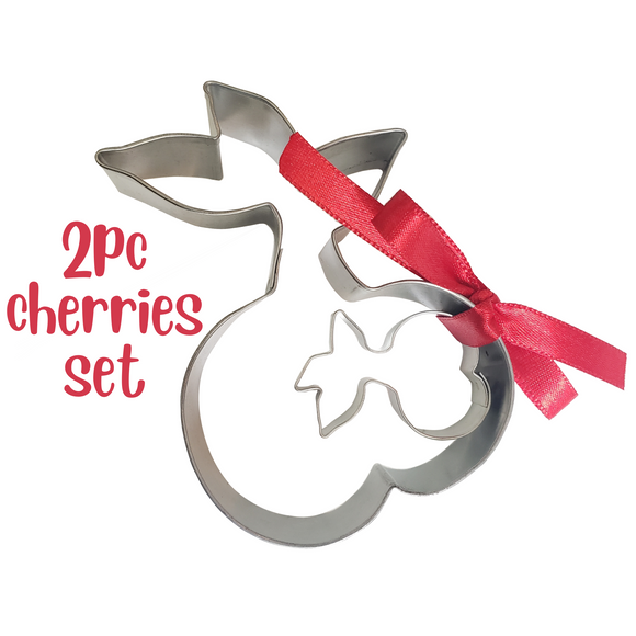 2pc Cherries Cookie Cutter Set, Cherries Fruit Cookie Shapes