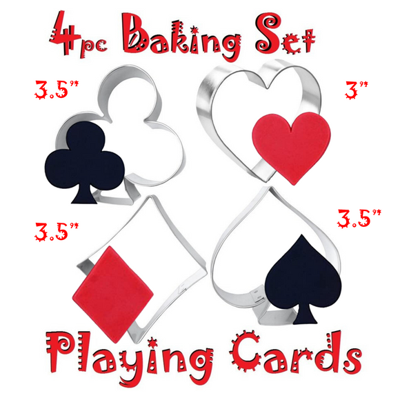 4pc Cookie Cutter Set Card Suits, Club Spade Heart and Diamond Made in the USA