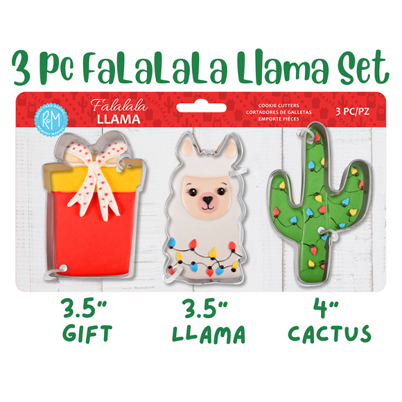 3pc FaLaLaLa Llama Cookie Cutter Set, Farm Animal, Kids Baking