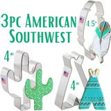 3pc American Southwest Cookie Cutter Set, Cactus, Teepee, and Feather, Ann Clark