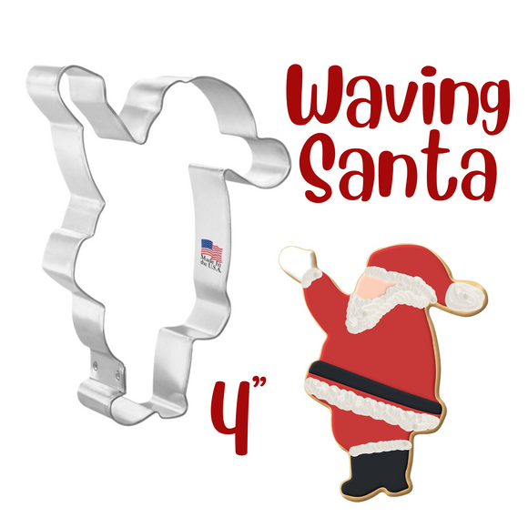 Santa Waving Cookie Cutter, 4 inches, Christmas Baking, Made in the USA