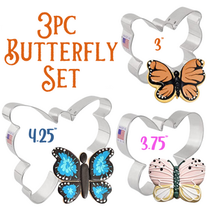 3pc Butterfly Cookie Cutter Set, Cute Garden Bugs, Ann Clark