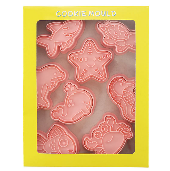 8pc Ocean Sea Creatures Cookie Cutter and Stamps Set