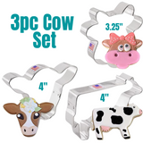 3pc Cow Cookie Cutter Set, Cow, Cute Cow/Steer Face and Cow Face, Ann Clark