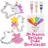 7pc Princess Birthday Cookie Decorating Kit Cookie Cutters, Food Coloring, and Piping Bags by Ann Clark