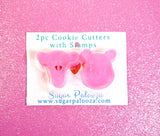 Winnie The Pooh and Tigger Cookie Cutters and Stamper Set, Kawaii Pink Cutters with Stamp and Recipe