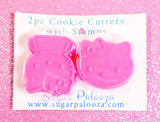 Hello Kitty Cookie Cutters and Stamper Set, Kawaii Pink Cutters with Stamp and Recipe