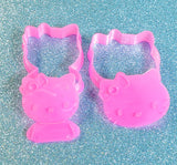 Hello Kitty Cookie Cutters and Stamper Set, Kawaii Pink Cutters with Stamp and Recipe