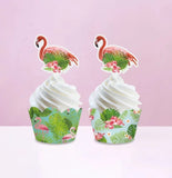 Complete 24pc Tropical Flamingo and Pineapple Cupcake Wrappers and Picks