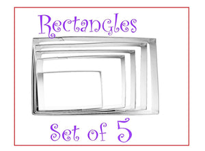 set of 5 rectangle cookie and biscuit cutters