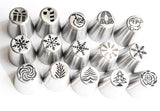 15pc Set of Christmas Icing Tips for Cake Decorating, Extra Large Christmas Piping Nozzles, Pro Cake Decorator Tools