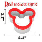 Soft Grip Red Mouse Ears Cookie Cutter, Cartoon Shapes, Holiday Baking Cookies