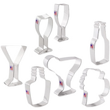 7pc Cocktail Party Cookie Cutter Set, Beer Bottle, Beer Mug, Martini Glass, Wine Glass and More by Ann Clark