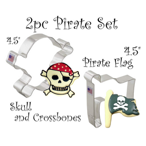 2pc Pirate Cookie Cutter Set, Skull and Crossbones / Jolly Roger by Ann Clark