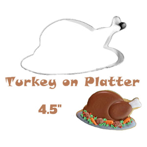 Thanksgiving Turkey on a Platter Cookie Cutter, Autumn Baking, Made in the USA