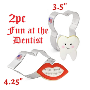 2pc Fun At The Dentist Cookie Cutter Set, Ann Clark Sweet Tooth and Smile Shape