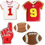 5pc Football Cookie Cutter Set, Fan Hand, Large Football, Small Football, Large Jersey and Small Jersey, Ann Clark