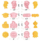 8pc Graduation Set Cookie Cutter and Stamps Set