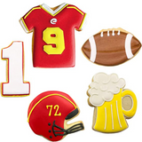 5pc Football Cookie Cutter Set, Football, Helmet, Jersey, Beer Mug and Large #1, Ann Clark