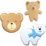 3pc Bear Cookie Cutter Set, Tiny Bear, Bear Face, Cute Bear, Ann Clark