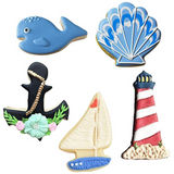 5pc Nautical Cookie Cutter Set, Anchor, Sailboat, Lighthouse, Seashell and Whale by Ann Clark