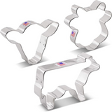 3pc Cow Cookie Cutter Set, Cow, Cute Cow/Steer Face and Cow Face, Ann Clark