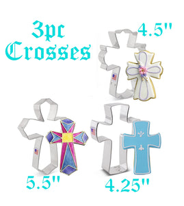 set of 3 religious crosses cookie cutters