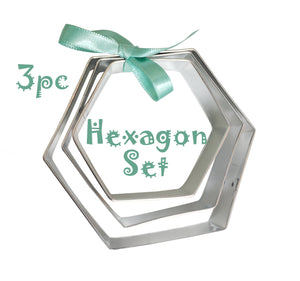 3 piece set of hexagon cookie cutters