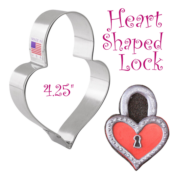 Heart Padlock Cookie Cutter, Valentine's Day, Wedding and Love Shapes, Ann Clark 